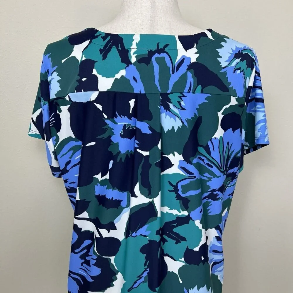 Jude Connally Ella Dress Size Large Jude Cloth Floral Nylon Stretch Short Sleeve - Picture 12 of 15